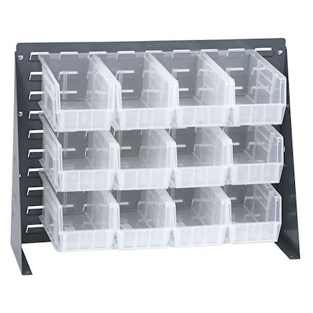 Steel Louvered Bench Rack, 1/4 in D x 21 in H x 27 in W, Gray