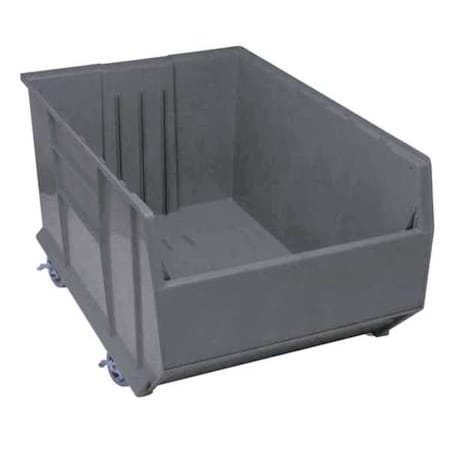 Mobile Storage Bin, Polypropylene, Gray, 17 1/2 in H, 23 7/8 in W, 41 7/8 in L