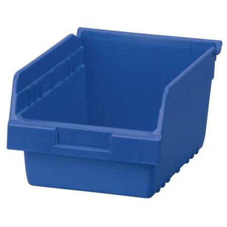 Shelf Storage Bin, Plastic, Blue, 6 in H, 8 3/8 in W, 11 5/8 in L