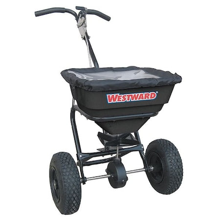 70 lbs Cap Broadcast Spreader For Salt, Fertilizer & Grass Seed, 10 to 12 ft Spread, Curved T Handle