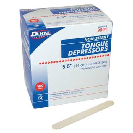 Tongue Depressors, Wood, 5 1/2 in L, 3/5 in W