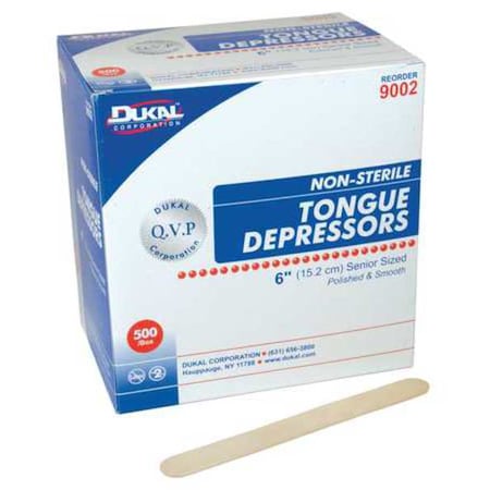 Tongue Depressors, Wood, 6 in L, 2/3 in W