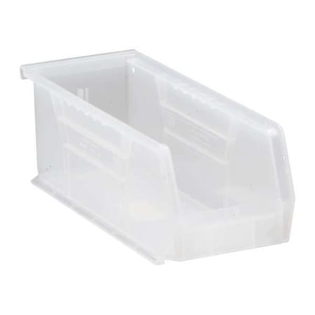 Hang & Stack Storage Bin, Polypropylene, Clear, 4 in H, 4 1/8 in W, 10 7/8 in L