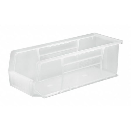 Hang & Stack Storage Bin, Polypropylene, Clear, 5 in H, 5 1/2 in W, 14 3/4 in L