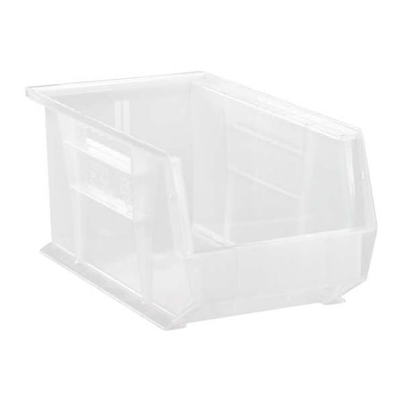 Hang & Stack Storage Bin, Polypropylene, Clear, 7 in H, 8 1/4 in W, 14 3/4 in L