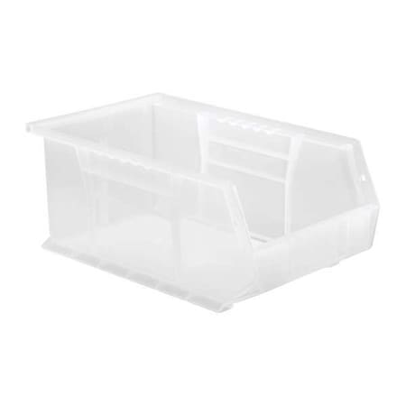 Hang & Stack Storage Bin, Polypropylene, Clear, 6 in H, 8 1/4 in W, 13 5/8 in L