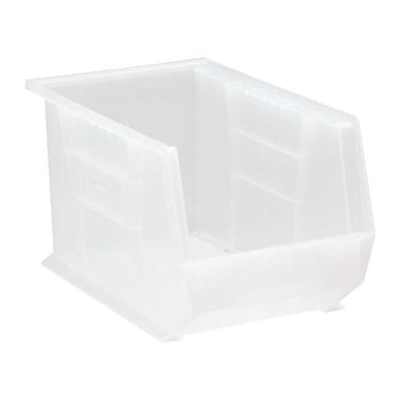 Hang & Stack Storage Bin, Polypropylene, Clear, 8 in H, 8 1/4 in W, 13 5/8 in L