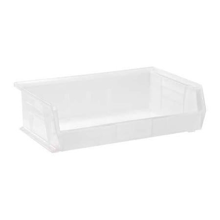 Hang & Stack Storage Bin, Polypropylene, Clear, 5 in H, 16 1/2 in W, 10 7/8 in L