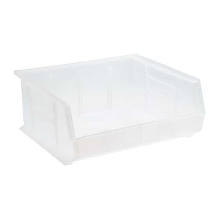 Hang & Stack Storage Bin, Polypropylene, Clear, 7 in H, 16 1/2 in W, 14 3/4 in L