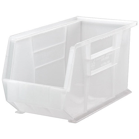 Hang & Stack Storage Bin, Polypropylene, Clear, 9 in H, 8 1/4 in W, 18 in L