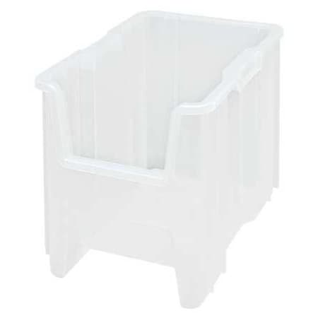 Storage Bin, Polypropylene, Clear, 12 1/2 in H, 10 7/8 in W, 17 1/2 in L