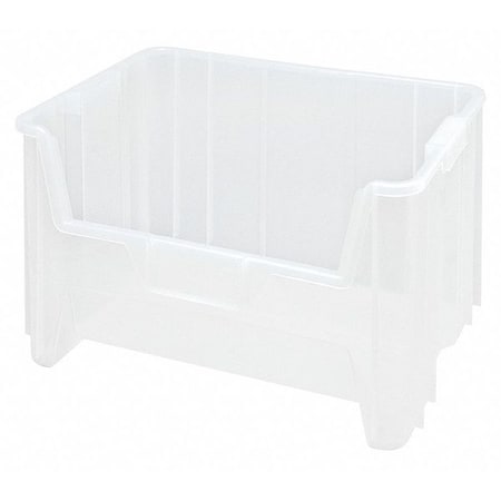 Storage Bin, Polypropylene, Clear, 12 1/2 in H, 19 7/8 in W, 15 1/4 in L
