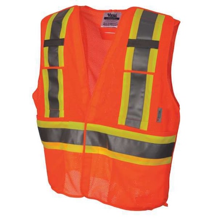 Safety Vest, Mesh, Orange, 4XL/5XL