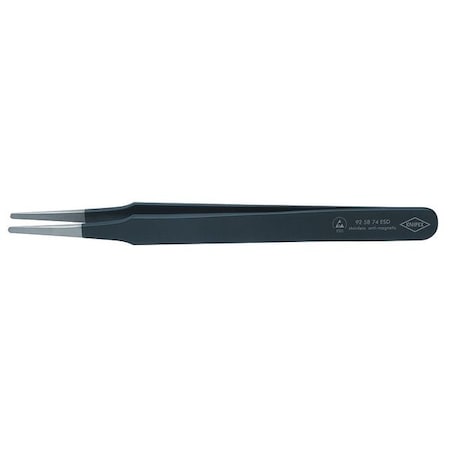 Precision Tweezers, SS, Straight, 4 21/32"L