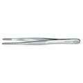 Tweezers, Blunt, Straight, Serrated, 4-3/4