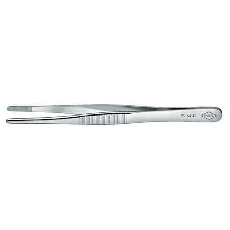 Tweezers, Blunt, Straight, Serrated, 4-3/4
