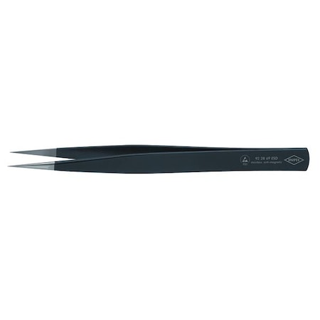 Precision Tweezers, SS, Straight, 4 23/32"L