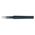 Tweezers, ESD, Straight, 5-1/4 In, SS, Black
