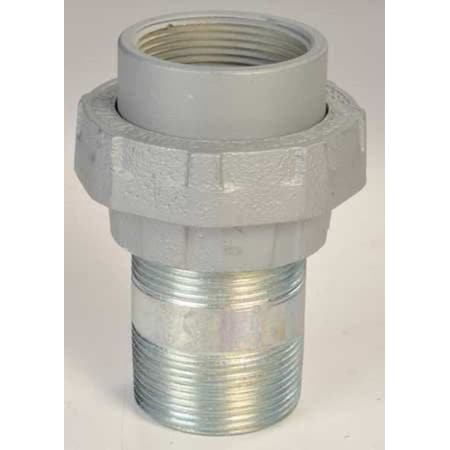 Rigid Union, 3 in, Threaded, Malleable Iron, Plain, Silver