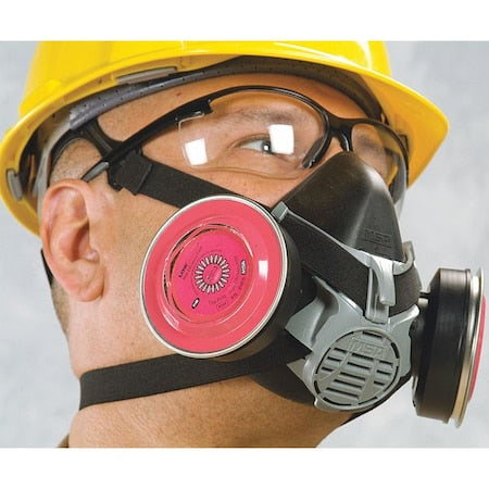 Half Mask Respirator Kit: 2 Cartridges Included, P100, Magenta, Advantage Series, Threaded, Size M
