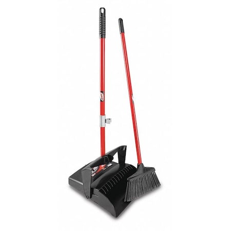 Lobby Broom and Dust Pan, 10 in Sweep Face, 38 in Handle, 3/4 in Dia, Black
