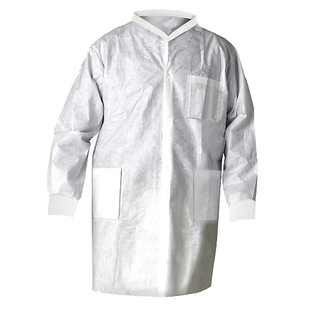 Kimtech A8 Lab Coat, SMS, Snaps Closure, White, 3XL/4XL, 25 PK