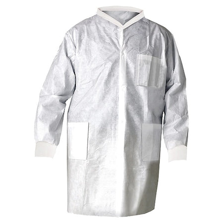 Kimtech A8 Lab Coat, SMS, Snaps Closure, White, 2XL, 25 PK