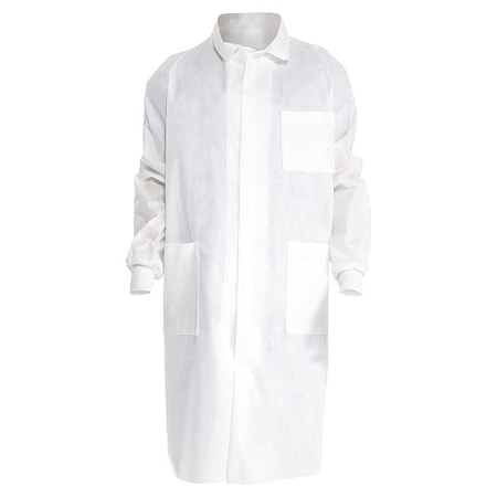Kimtech A8 Lab Coat, SMS, Snaps Closure, White, M, 25 PK