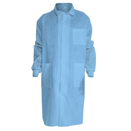 Kimtech A8 Lab Coat, SMS, Snaps Closure, Blue, S, 25 PK
