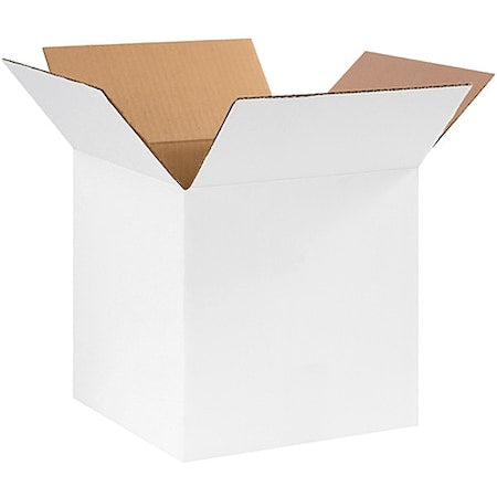 10 in x 10 in x 10 in Shipping Box, White, Corrugate, Single Wall, 32 ECT