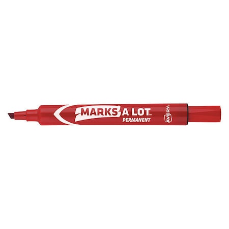 Large Desk-Style Permanent Marker, Chisel Tip, Red
