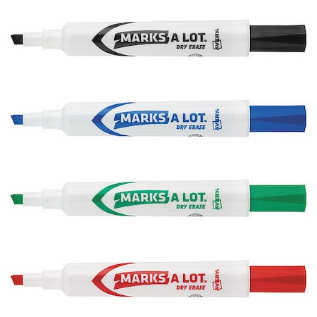 Desk-Style Dry Erase Markers, Chisel Tip, Assorted Colors, PK4