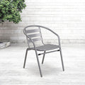 Lila Silver Metal Restaurant Stack Chair with Aluminum Slats, PK4