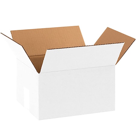10 in x 8 in x 6 in Shipping Box, White, Corrugate, Single Wall, 32 ECT