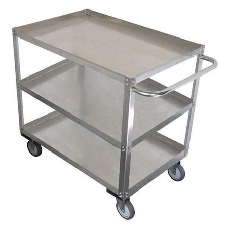 Corrosion-Resistant Utility Cart with Lipped Metal Shelves, Stainless Steel, 1, 200 lb Load Capacity