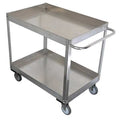 Corrosion-Resistant Utility Cart with Deep Lipped Metal Shelves, Stainless Steel, 2 Shelves