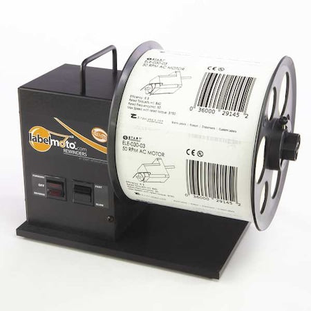 Electric Label Rewinder 6" x 10-7/16"H, Black