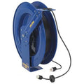 Cord Reel, Spring Retracted, NEMA 5-20R, 12 AWG, Blue Reel Color, 100 ft Length, 1 Outlets