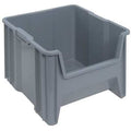 Storage Bin, Polyethylene, Gray, 12 1/2 in H, 16 1/2 in W, 17 1/2 in L