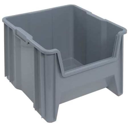 Storage Bin, Polyethylene, Gray, 12 1/2 in H, 16 1/2 in W, 17 1/2 in L