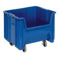 Mobile Storage Bin, Polyethylene, Blue, 12 1/2 in H, 16 1/2 in W, 17 1/2 in L