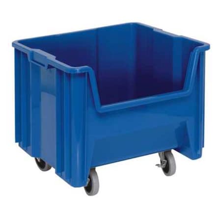 Mobile Storage Bin, Polyethylene, Blue, 12 1/2 in H, 16 1/2 in W, 17 1/2 in L