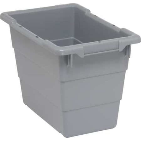 Cross Stack Storage Container, 5.5 gal, 17-1/4 in L x 11 in W x 12 in H, Gray, Polypropylene
