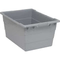Cross Stack Storage Container, 14.4 gal, 23-3/4 in L x 17-1/4 in W x 12 in H, Gray, Polypropylene