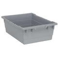 Cross Stack Storage Container, 9.8 gal, 23-3/4 in L x 17-1/4 in W x 8 in H, Gray, Polypropylene
