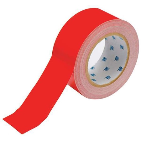 Floor Marking Tape, Polyester, No Legend, Red, 2 in W., 8 mil Thickness