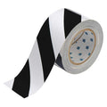 Floor Marking Tape, Polyester, Striped, Black, White, 3 in W., 8 mil Thickness