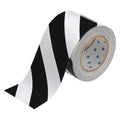 Floor Marking Tape, Polyester, No Legend, Black, White, 4 in W., 8 mil Thickness