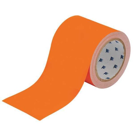 Floor Marking Tape, Polyester, Solid, Orange, 4 in W., 8 mil Thickness