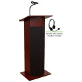 Power Plus Lectern with Wireless Headset Mic, Mahogany